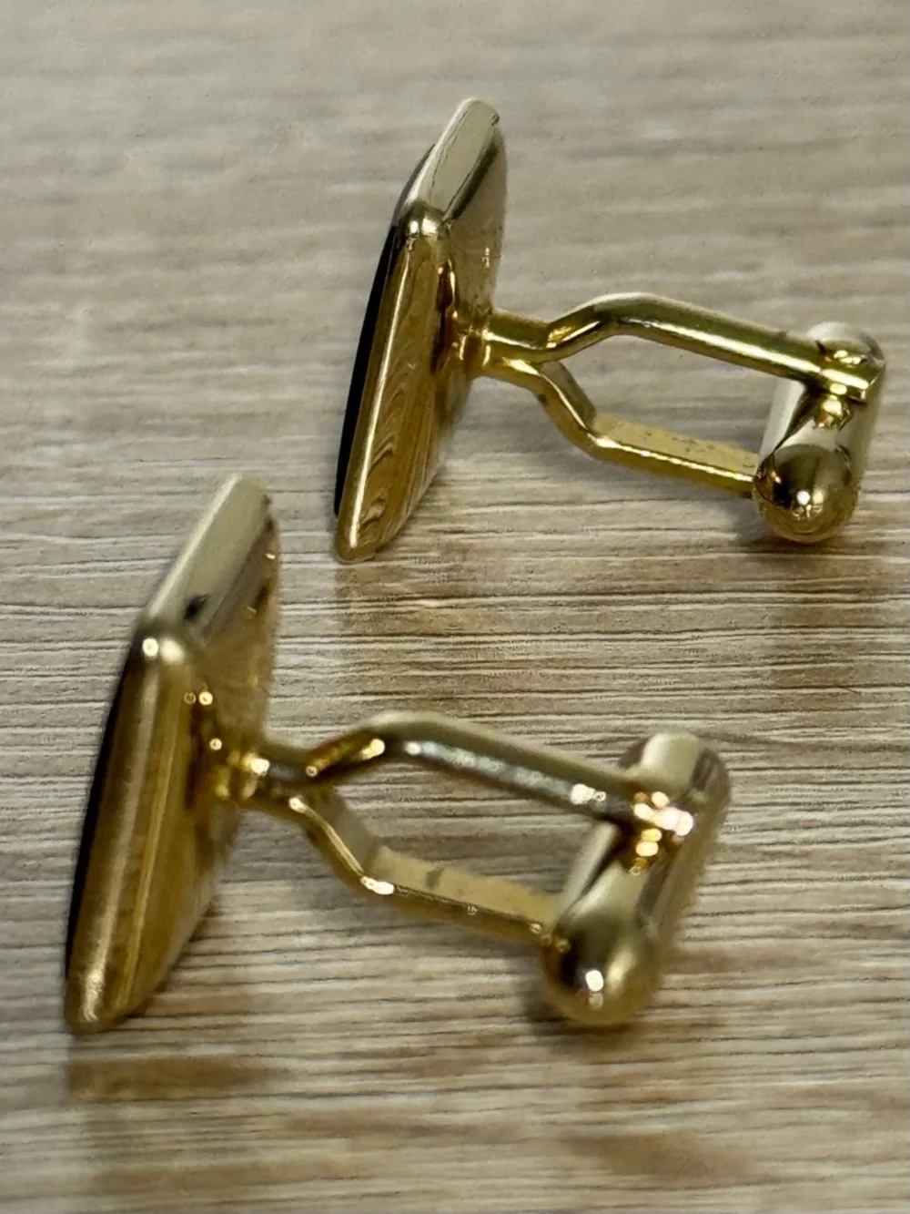 Vintage Swank Gold-ToneBlack Onyx Square-Shaped Cuff Links